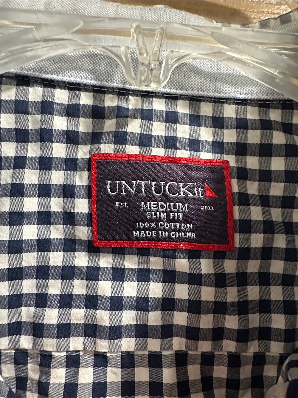 UNTUCKit Navy and White Gingham Button-Down Shirt - Picture 2 of 8
